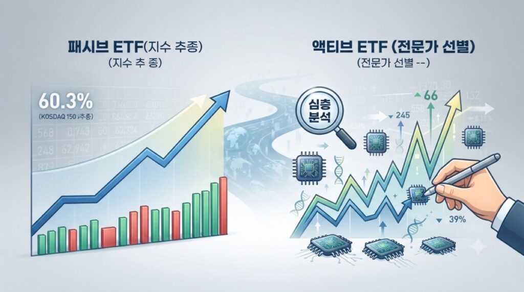 왜 내 코스닥 계좌만 마이너스? 수익률 높이는 액티브 ETF 투자 전략 2 Gemini Generated Image ebt6smebt6smebt6