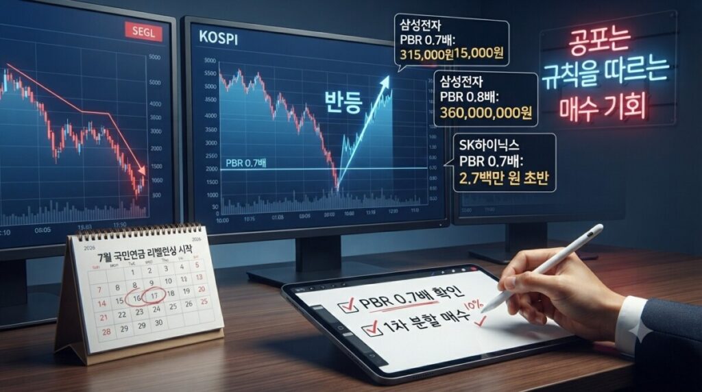 삼성전자 주가 전망, 7월 급락 원인과 PBR 0.7배 분할 매수 전략 (feat. SK하이닉스) 3 Gemini Generated Image vj0q85vj0q85vj0q